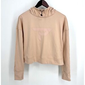 Paddletek Pickleball Fleece Cropped Hooded Sweatshirt Peach Pink Women's Small